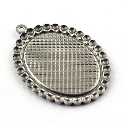Tarnish Resistant Pendant Cabochon Settings STAS-Q194-16-1