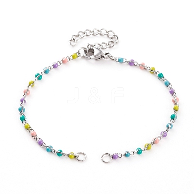 304 Stainless Steel Enamel Twisted Chains Bracelet Makings AJEW-JB00888-1
