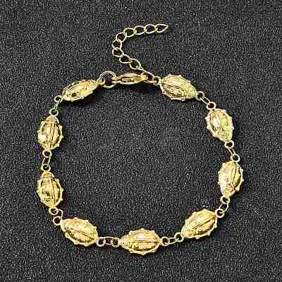 304 Stainless Steel Ladybug Link Bracelets for Women BJEW-K226-15B-G-1