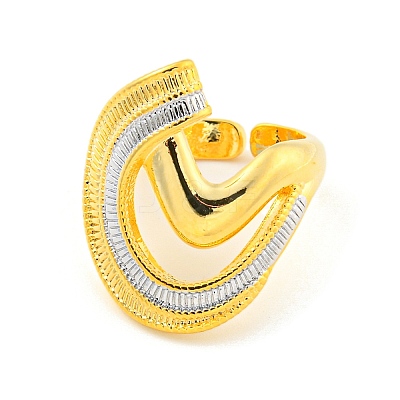 Brass C-shaped Open Cuff Ring for Women LS-AJEW-U003-08G-1