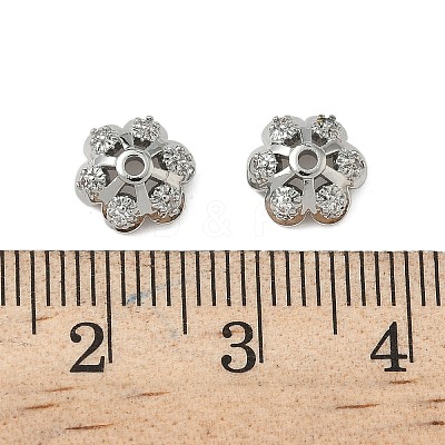 Brass Micro Pave Clear Cubic Zirconia Bead Caps KK-S350-10P-1