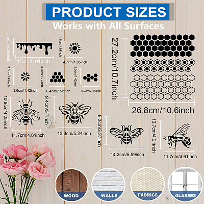 1 Set PET Hollow Out Drawing Painting Stencils DIY-MA0005-38B-03-1