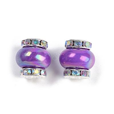 Resin Beads with Brass Rhinestone Rondelle KK-H490-05P-1