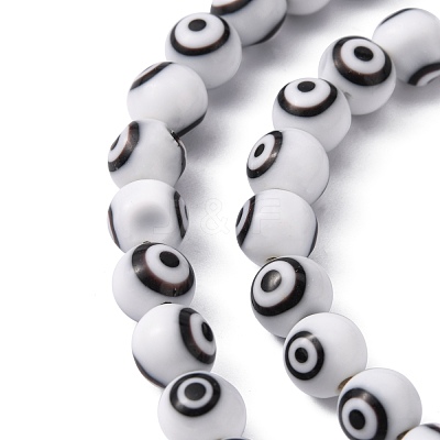 Handmade Evil Eye Lampwork Round Bead Strands LAMP-L055-8mm-09-1