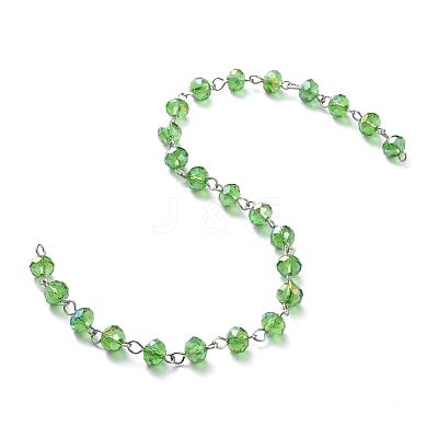 Handmade Electroplate Glass Beaded Chains AJEW-JB00529-08-1