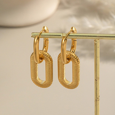 304 Stainless Steel Hollow Oval Hoop Earrings LU1648-1
