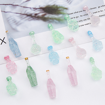 120Pcs 15 Styles Dummy Bottle Transparent Resin Cabochon RESI-DC0001-08-1