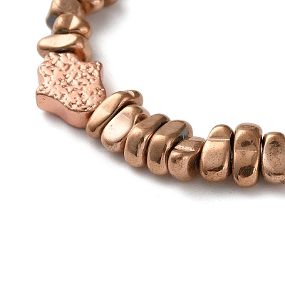 Electroplated Non-magnetic Hematite Chips Stretch Bracelets for Men Women BJEW-G728-04-1