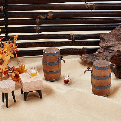 4Pcs 4 Styles Mini Wooden Wine Barrel DJEW-DR0001-17-1