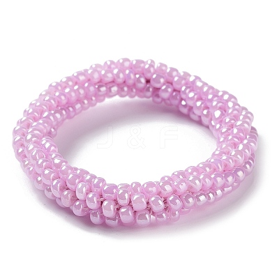 Crochet Glass Beads Braided Stretch Bracelet BJEW-K232-01O-1