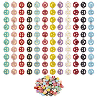 120Pcs 12 Colors Golden Plated Alloy Charms ENAM-SZ0001-64O-1