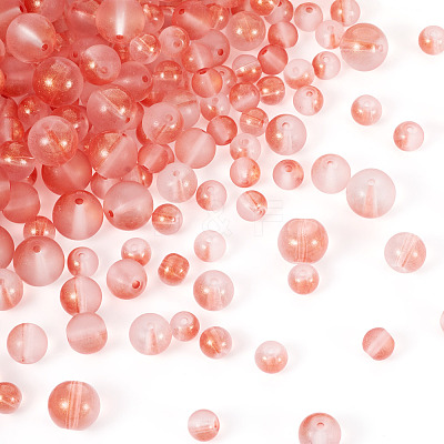 300Pcs Frosted Transparent Glass Beads GLAA-TA0002-78D-1