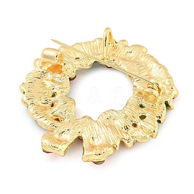 Christmas Theme Golden Zinc Alloy with Rhinestone Brooches JEWB-B018-01G-02-1