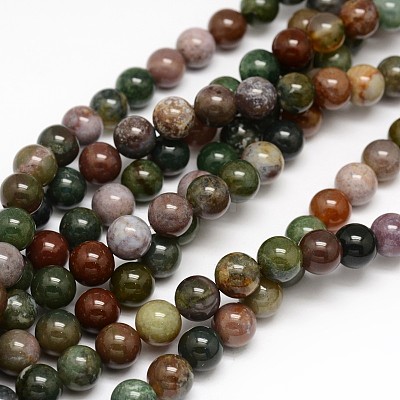 Natural Indian Agate Round Beads Strands G-F243-01-10mm-1
