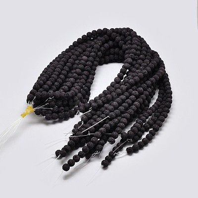 Natural Lava Rock Round Bead Strands G-I124-8mm-10-1