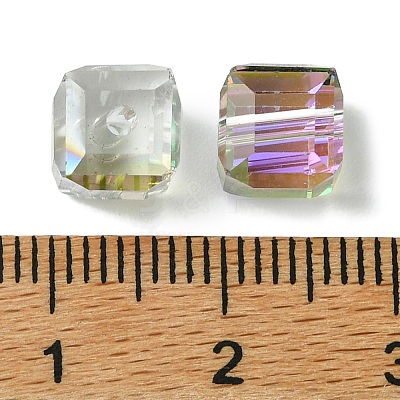100Pcs Transparent Electroplate Glass Beads GLAA-K064-08A-HR02-1