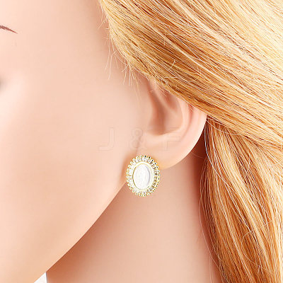 Brass Pave Clear Cubic Zirconia Stud Earrings WGC4035-01-1
