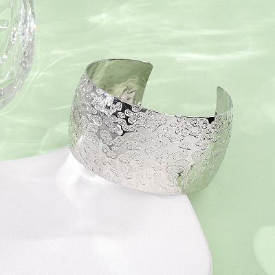 Hammered Brass Cuff Bangles for Women BJEW-A163-04A-P-1