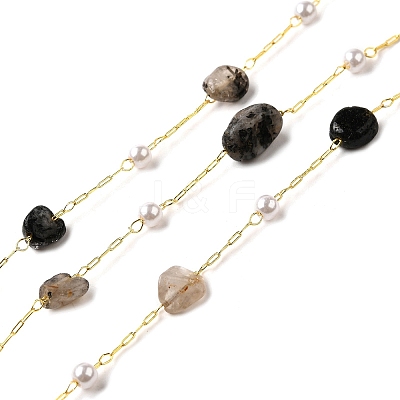 Handmade Natural Rutilated Quartz Nuggets Beaded Chains CHC-F020-04G-05-1
