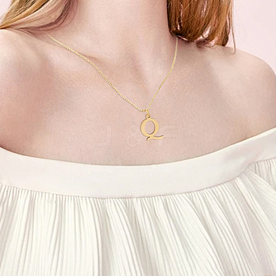1pc 304 Stainless Steel Letter Pendant Necklaces NJEW-LP0001-38Q-G-1