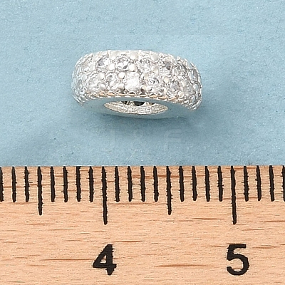 Rack Plating Brass Cubic Zirconia European Beads KK-K372-12S-1