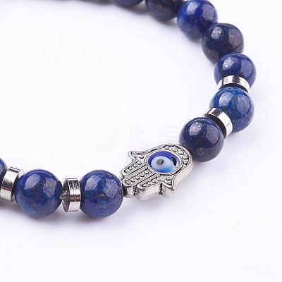 Natural Lapis Lazuli(Dyed) Stretch Bracelets BJEW-JB03146-03-1