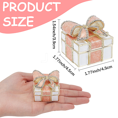 Square Bowknot Alloy Enamel with Crystal Rhinestone Jewelry Magnetic Storage Boxes CON-SP0001-32A-1