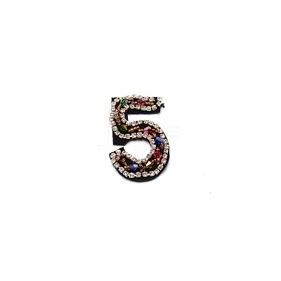 Number Colorful Rhinestone Patches DIY-WH0308-25E-1