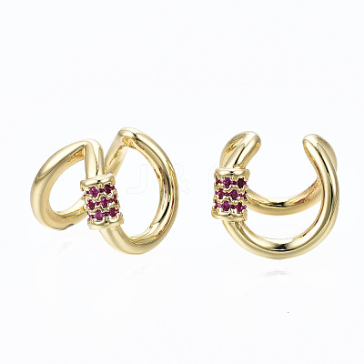 Brass Micro Pave Cubic Zirconia Cuff Earrings EJEW-S210-013-NR-1