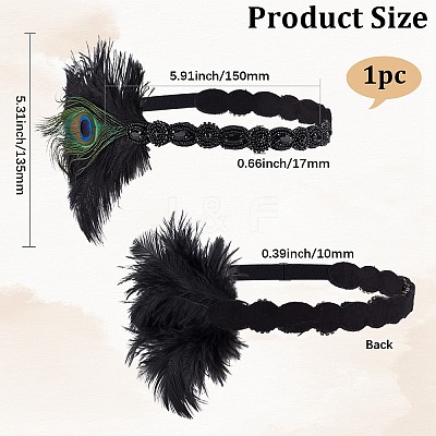Alloy & Rubber & Rhinestone & Feathers & Seed Glass & Plastic Headbands OHAR-WH20011-15A-1