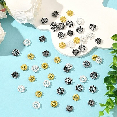 60Pcs 4 Colors Alloy Bead Caps FIND-YW0011-83-1