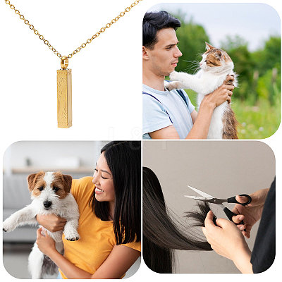 304 Stainless Steel Rectangle with Tree of Life Pendant Urn Ashes Necklaces NJEW-WH0036-030G-1