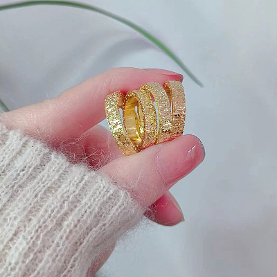Brass Crushed Ice Pattern Finger Rings FS-WG1F485-03-1