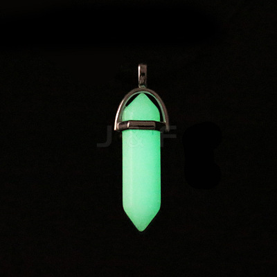 Bullet Pointed Synthetic Luminous Stone Pendants LUMI-PW0001-055-C-1