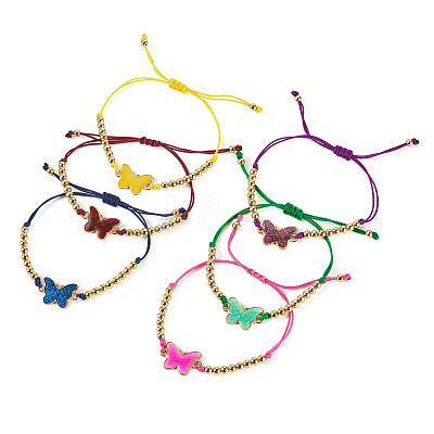 6Pcs 6 Colors Alloy Enamel Link Bracelets BJEW-TAC0043-1