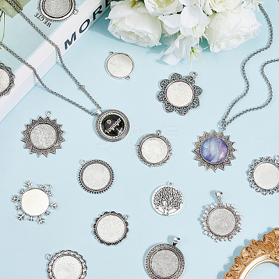 20Pcs 20 Style Alloy Pendant Cabochon Settings FIND-SC0015-93-1
