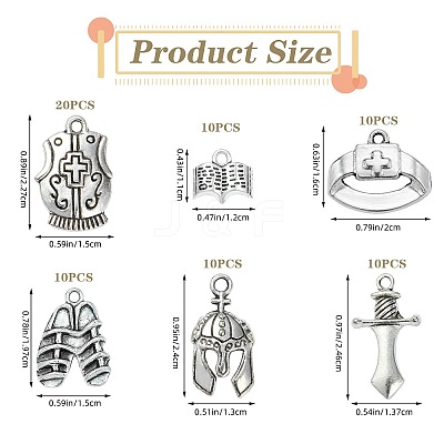 70Pcs 6 Styles Tibetan Style Alloy Pendants FIND-SZ0003-91-1