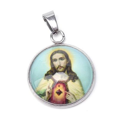 Jesus Theme Glass Pendants GLAA-R187-P-1