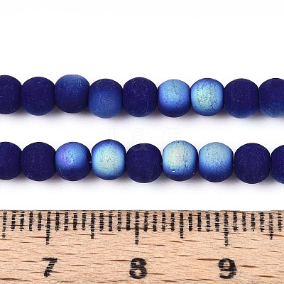 Frosted Opaque Glass Beads Strands GLAA-T032-P4mm-MBB03-1