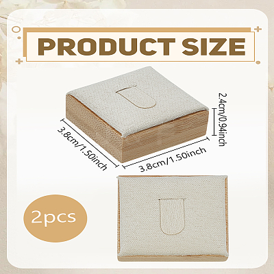2Pcs Square Bamboo Wood Single Ring Display Stands RDIS-LP0001-01-1