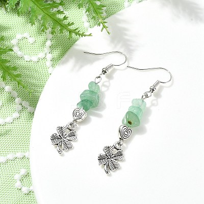 Natural Green Aventurine Chip Dangle Earrings Set for Women EJEW-JE06249-01-1