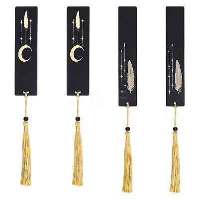4Pcs 2 Style Brass or Stainless Steel Bookmarks AJEW-PH0004-65-1