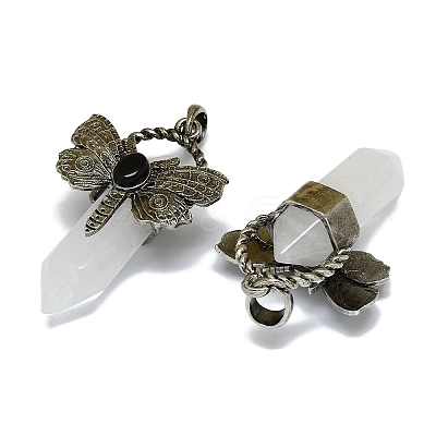 Natural Quartz Crystal Faceted Pointed Bullet Big Pendants G-Q165-01AS-04-1