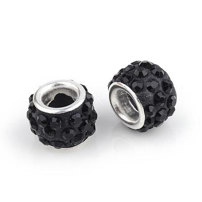 Polymer Clay Rhinestone European Beads CPDL-T001-02-1