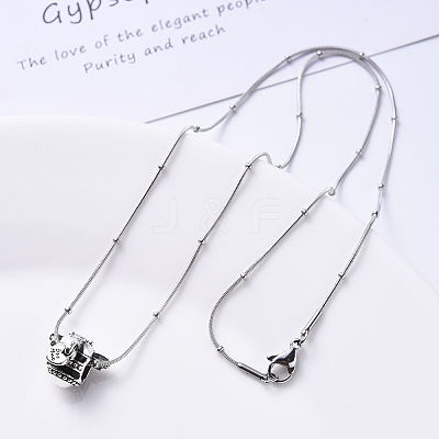 Non-Tarnish 304 Stainless Steel Round Snake Chain Necklace NJEW-S420-009C-P-1