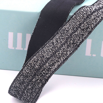 Gold and Silver Sparkle Elastic Side Nylon Ribbon NWIR-O010-01E-1