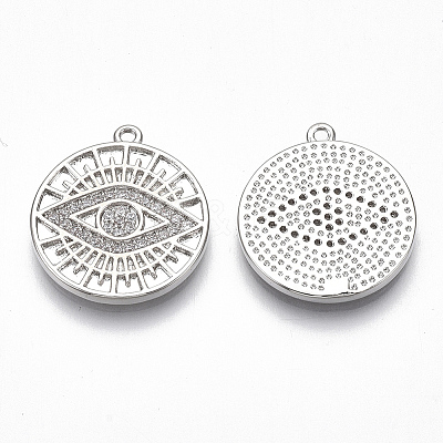 Brass Micro Pave Clear Cubic Zirconia Pendants KK-S356-037P-NF-1