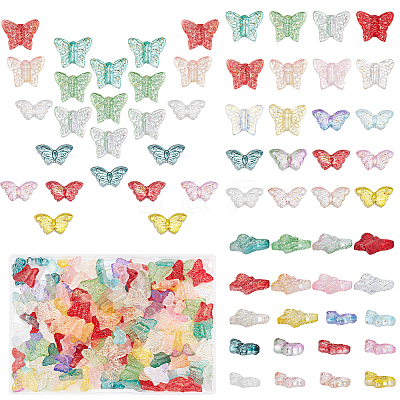 200Pcs 20 Style Transparent Spray Painted Glass Beads GLAA-PH0002-74-1