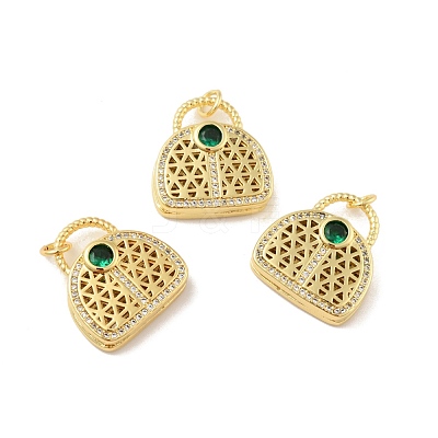 Brass Micro Pave Cubic Zirconia Pendants KK-B059-11G-1