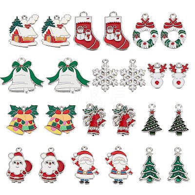 48Pcs 12 Style Alloy Enamel Pendants FIND-SC0004-65-1